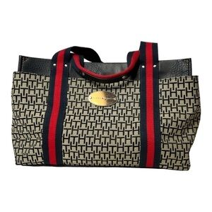 Vintage Tommy Hilfiger Faux Leather Canvas Bag